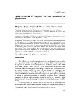 Sporal Characters in Gomphales and Their Significance for Phylogenetics