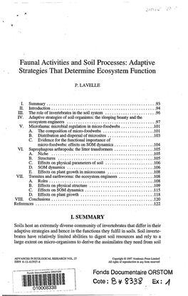 Faunal Activities and Soil Processes : Adaptive Strategies That Determine
