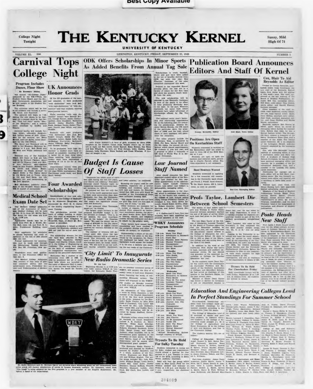 The Kentucky Kernel: 1949-09-23