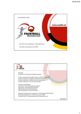 Übungsleiterkurs 2018 Geschichte Des Faustballsports