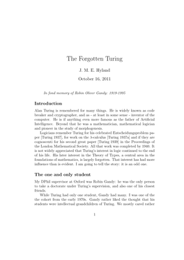 The Forgotten Turing