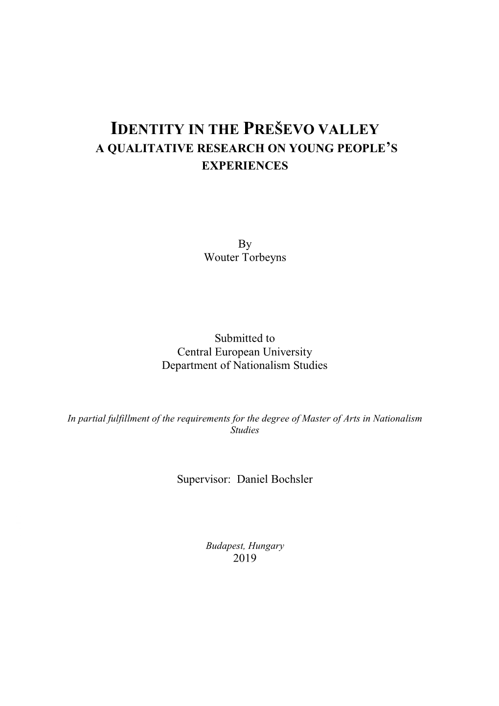 Identity in the Preševo Valley