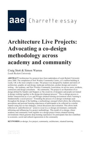 Architecture Live Projects: Advocating a Co-Design Methodology Across Academy and Community