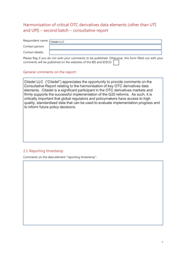 Citadel LLC Response to IOSCO's Consultation Document On