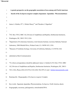 A Genetic Perspective on the Geographic Association of Taxa Among Arid North American