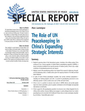 The Role of UN Peacekeeping in China's Expanding Strategic Interests