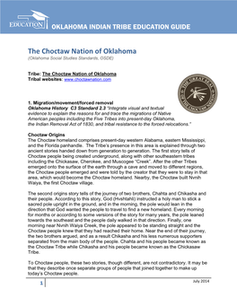 The Choctaw Nation of Oklahoma (Oklahoma Social Studies Standards, OSDE)