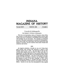 Indiana Magazine of History Volumexxiv