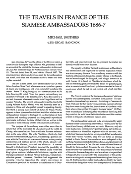 The Travels in France of the Siamese Ambassadors 1686-7