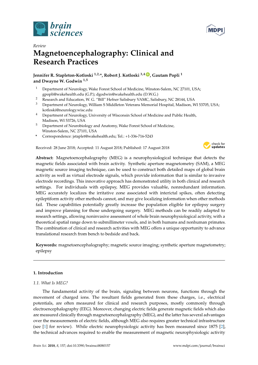 Magnetoencephalography: Clinical and Research Practices