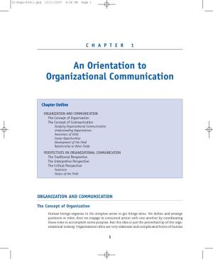 An Orientation to Organizational Communication