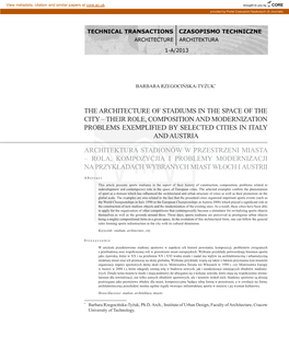 The Architecture of Stadiums in the Space of the City – Their Role, Composition and Modernization Problems Exemplified by Selected Cities in Italy and Austria