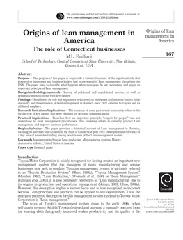 Origins of Lean Management in America