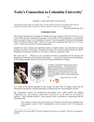 Tesla's Connection to Columbia University by Dr. Kenneth L. Corum