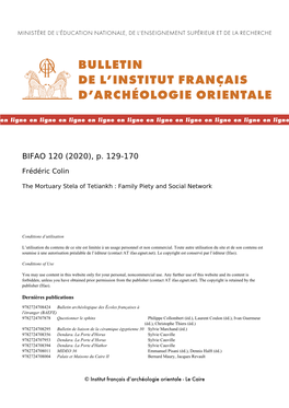 Bulletin De L'institut Français D'archéologie Orientale