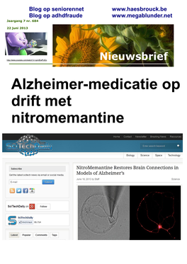 Alzheimer-Medicatie Op Drift Met Nitromemantine