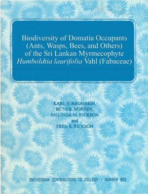 Of the Sri Lankan Myrmecophyte Humboldtia Laurifolia Vahl (Fabaceae)