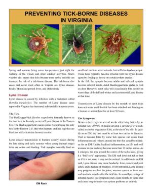 Lyme Disease Weather Also Means That Ticks Become More Active and This Can Agent by Feeding As Larvae on Certain Rodent Species