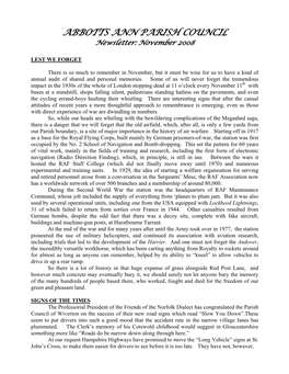 ABBOTTS ANN PARISH COUNCIL Newsletter: November 2008