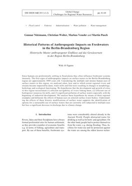 Historical Patterns of Anthropogenic Impacts on Freshwaters in The