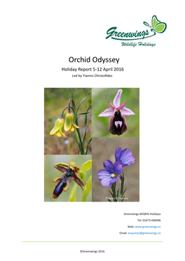 Orchid Odyssey Holiday Report 5-12 April 2016 Led by Yiannis Christofides