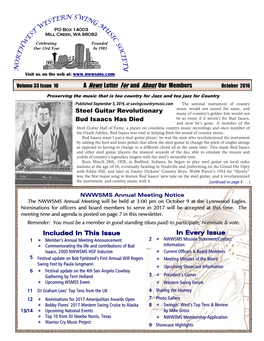 A News Letter for and About Our Members Included in This Issue In