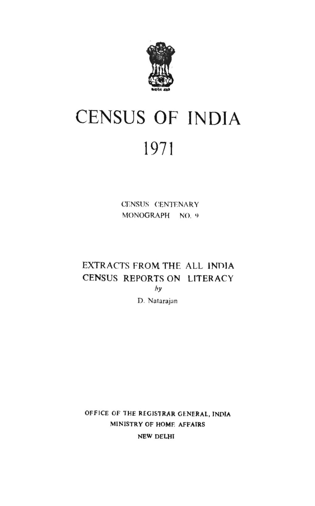 Extracts from the All India Census Reports on Literacy