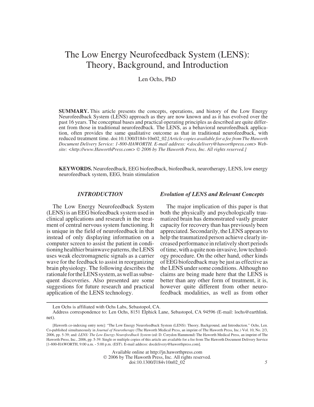 LENS): Theory, Background, and Introduction