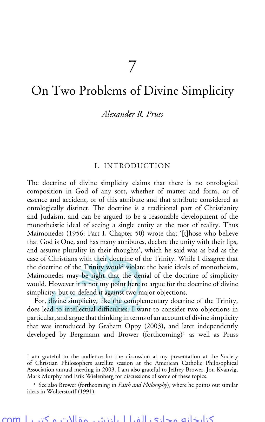 On Two Problems of Divine Simplicity by Alexander Pruss