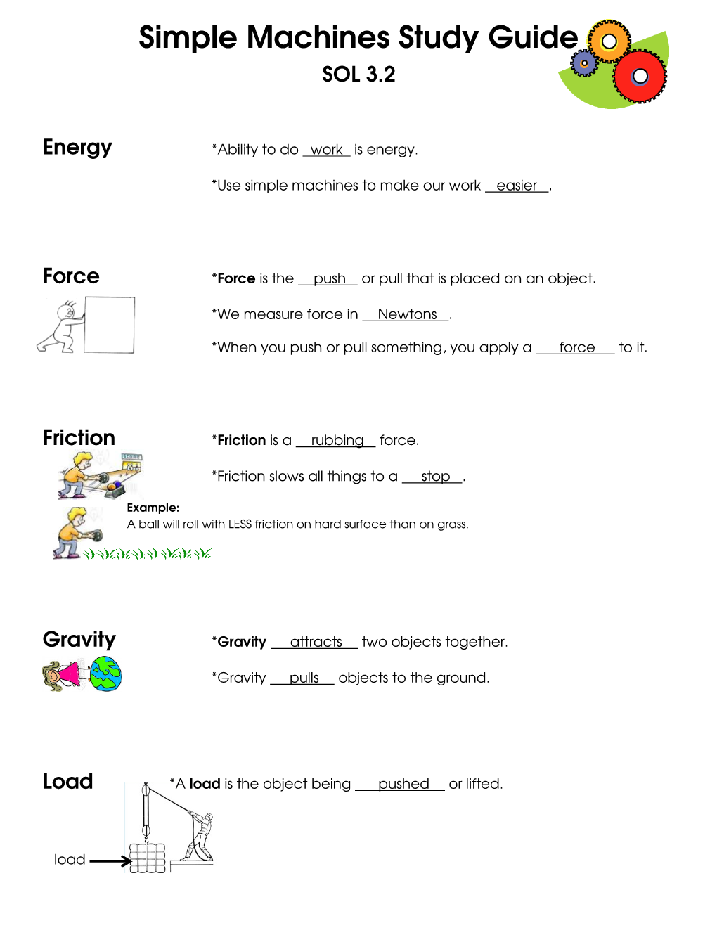 Simple Machines Study Guide SOL 3.2