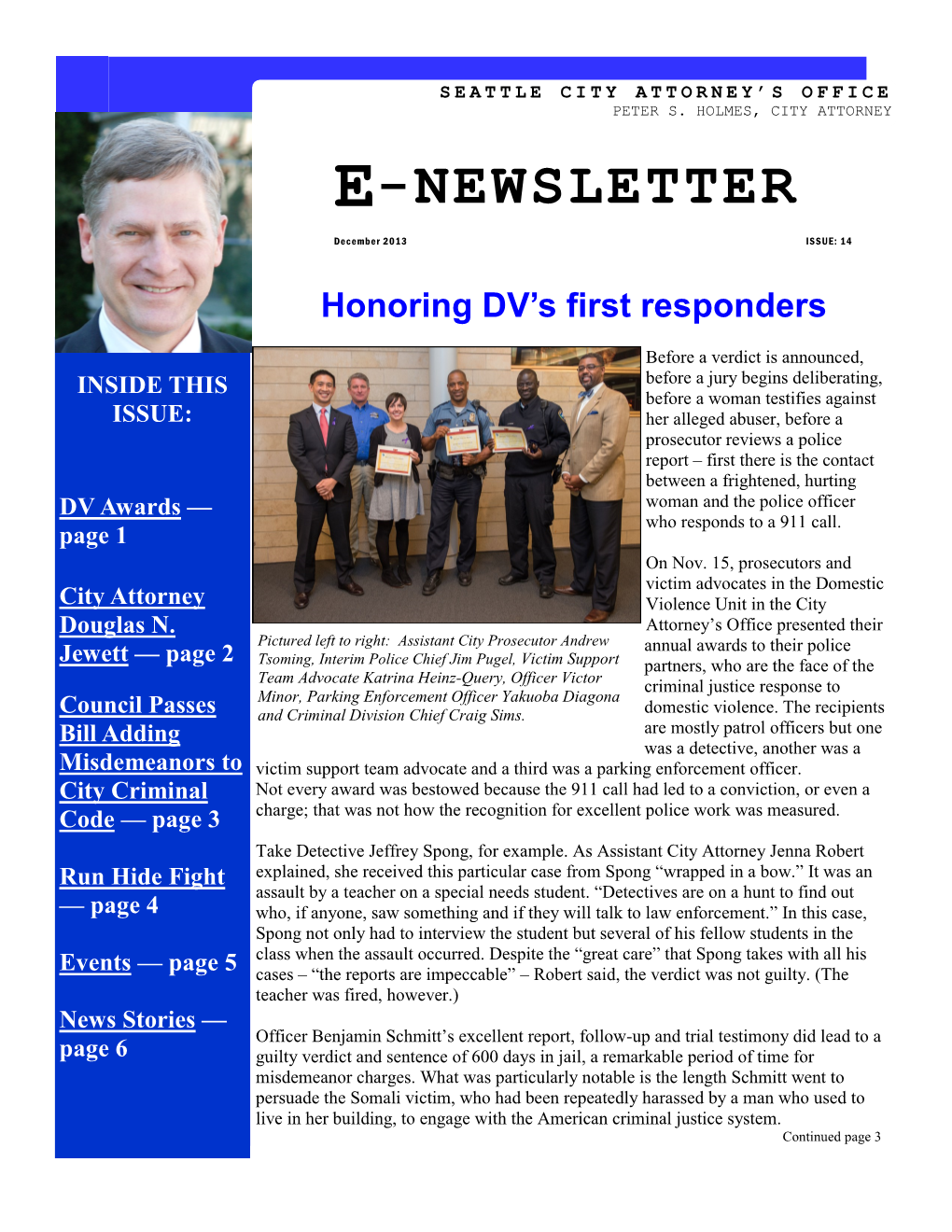 December 2013 Newsletter