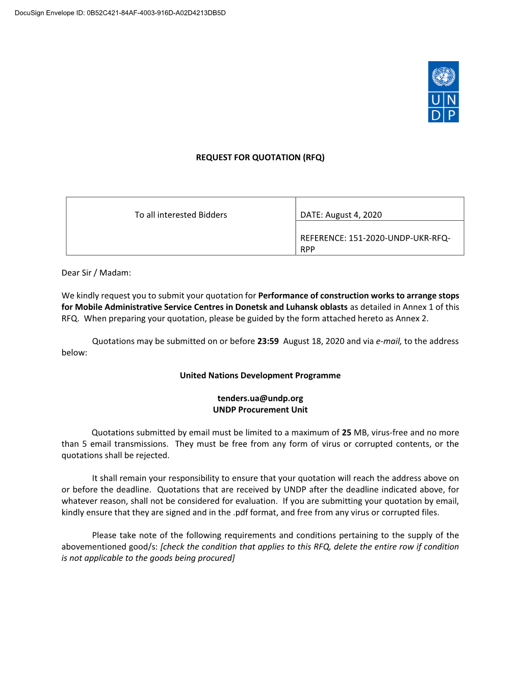 151-2020-Undp-Ukr-Rfq- Rpp