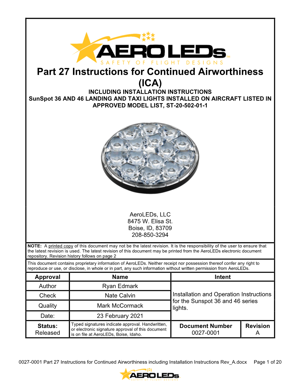 Part 27 Instructions for Continued Airworthiness