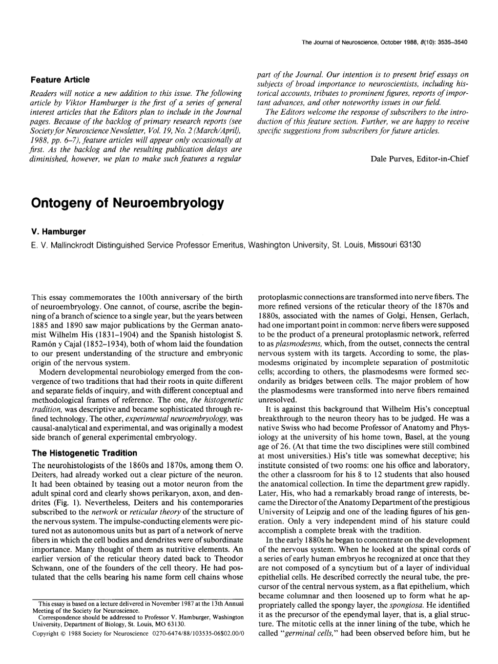 Ontogeny of Neuroembryology