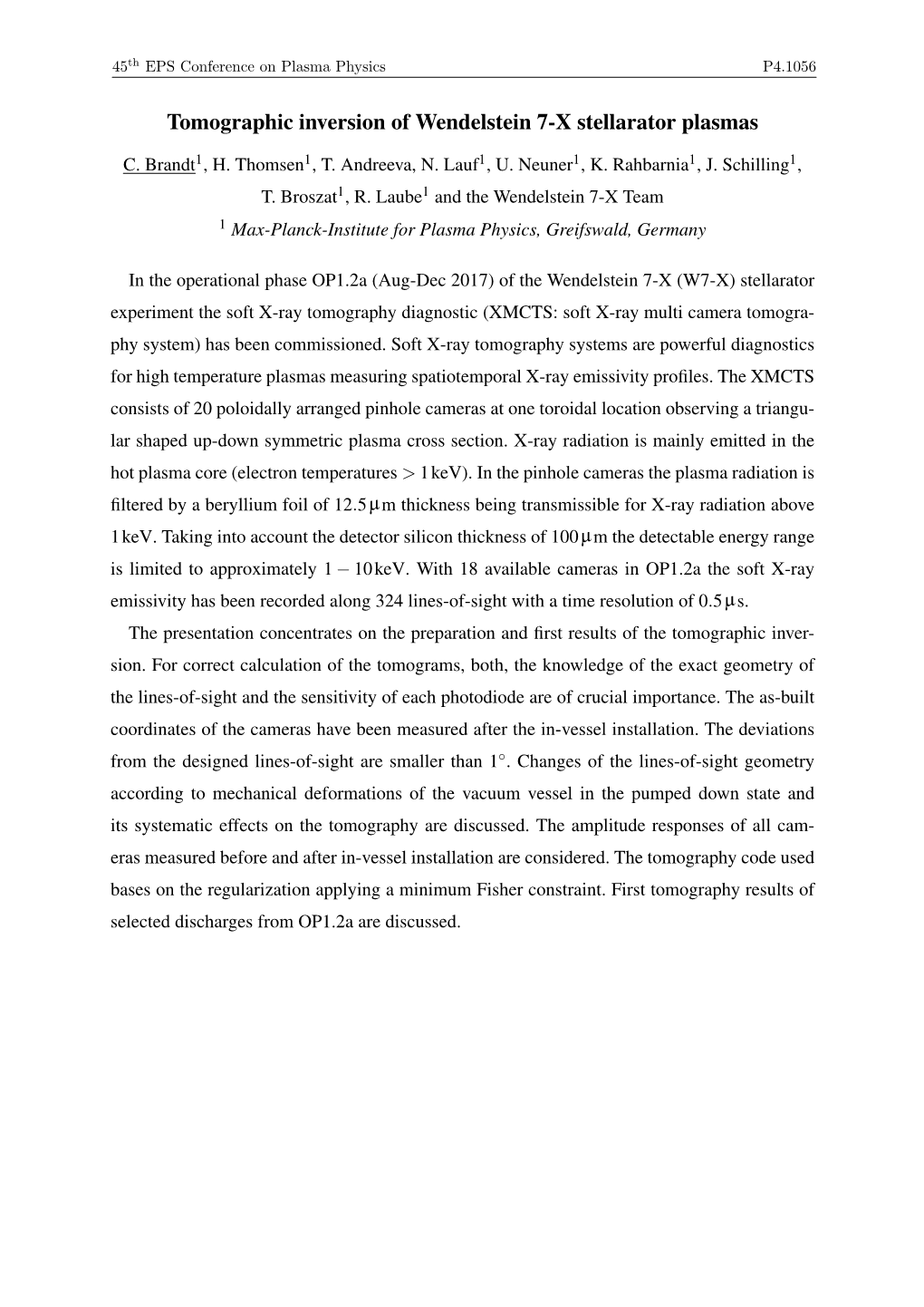 Tomographic Inversion of Wendelstein 7-X Stellarator Plasmas