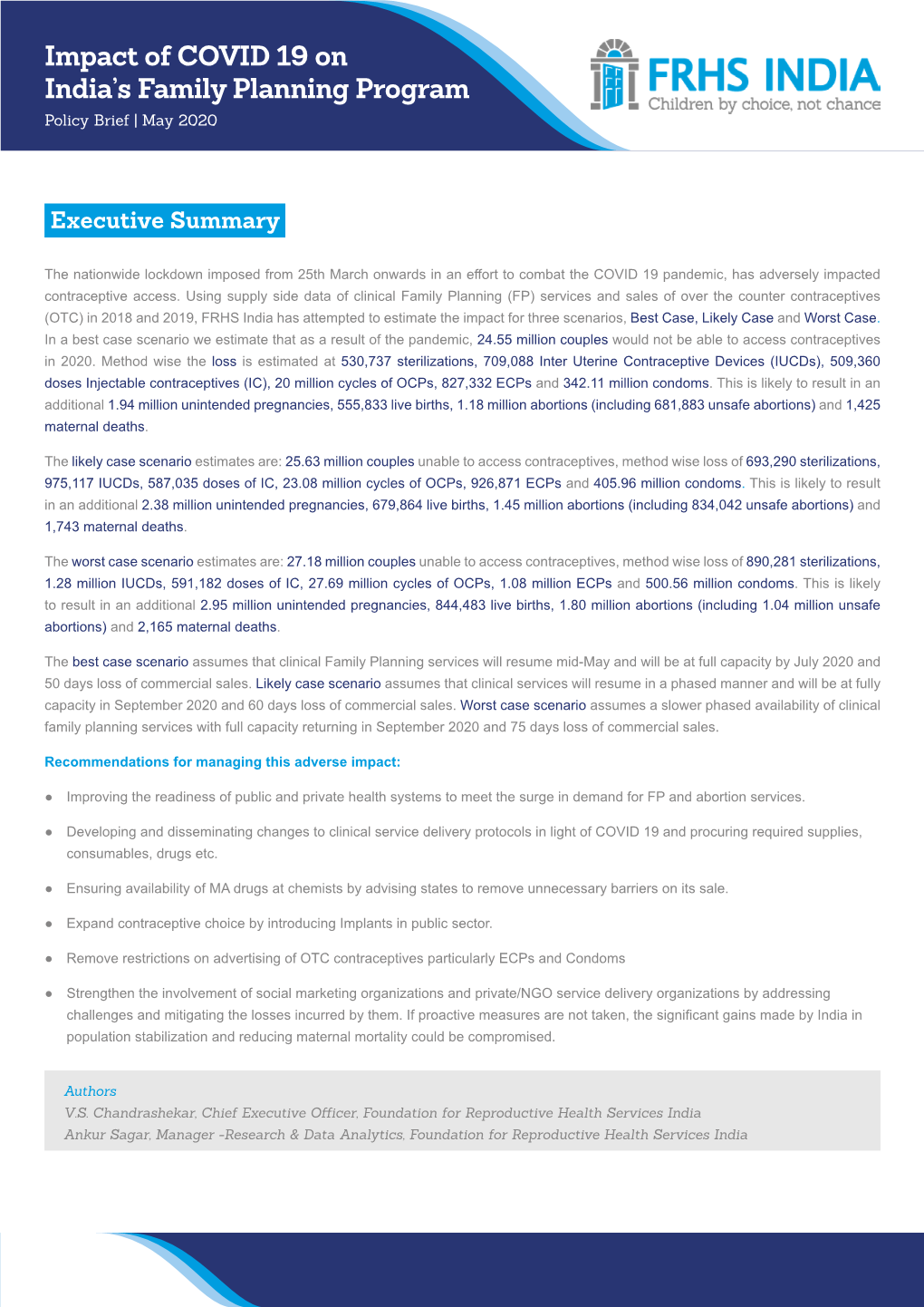 Impact of COVID 19 on India's Family Planning Program