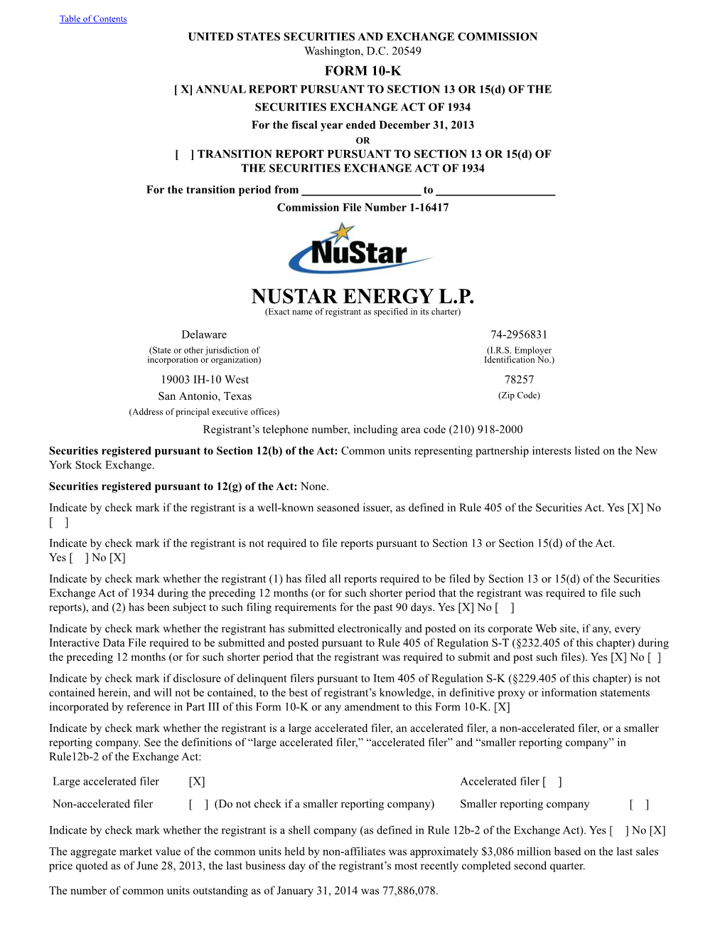 NUSTAR ENERGY L.P. (Exact Name of Registrant As Specified in Its Charter)