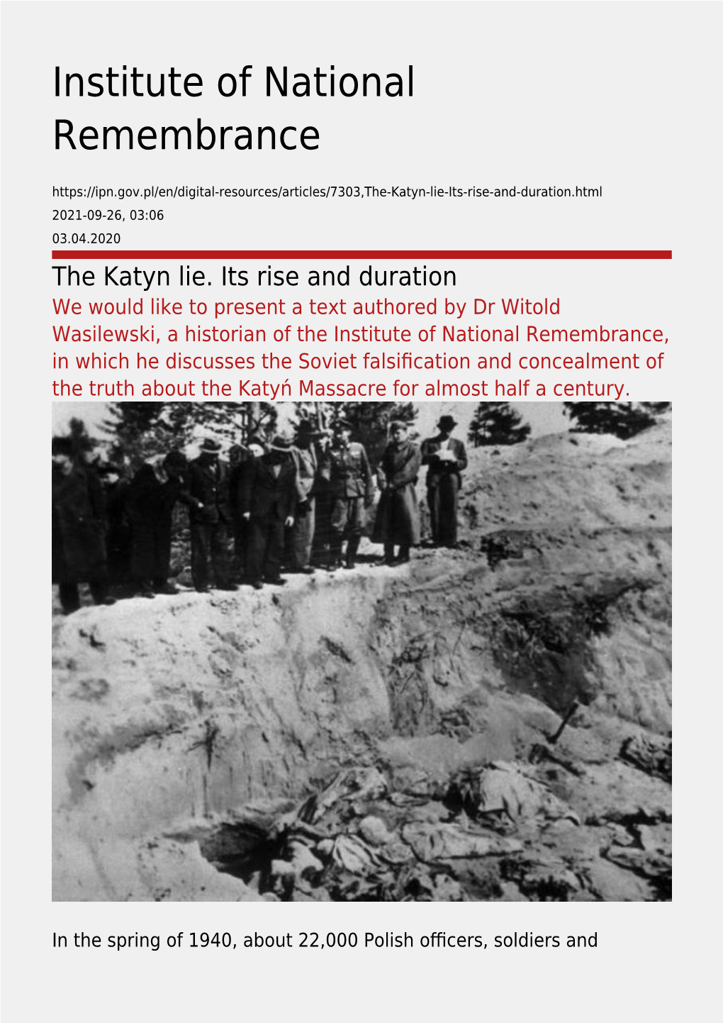 Katyń Massacre for Almost Half a Century