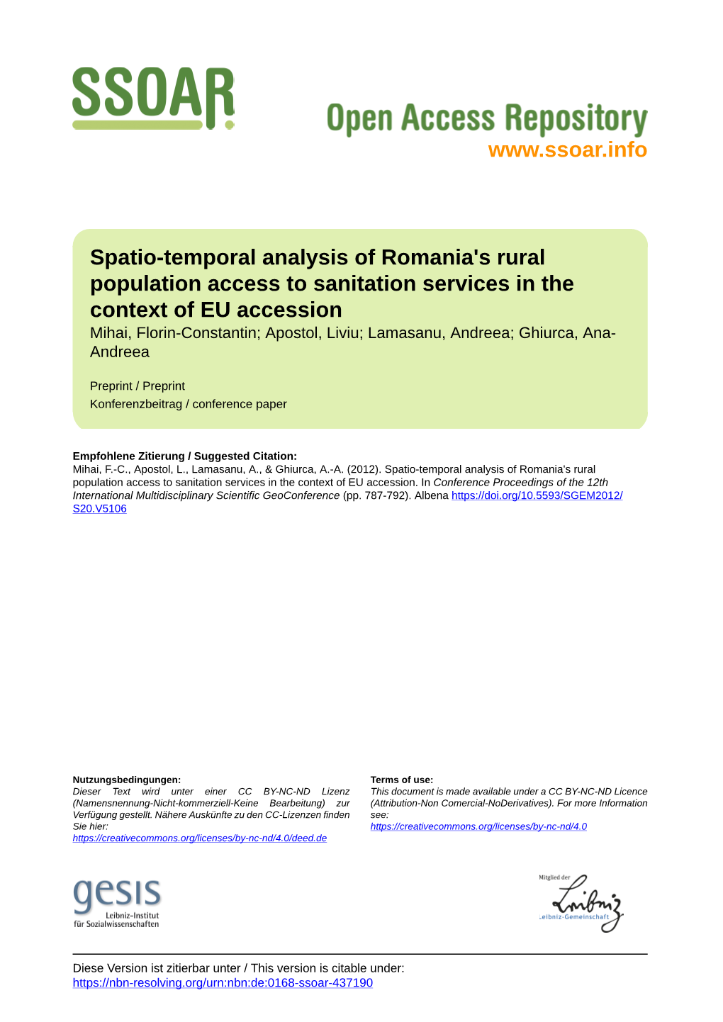 Spatio-Temporal Analysis of Romania's Rural Population Access to Sanitation Services in the Context of EU Accession