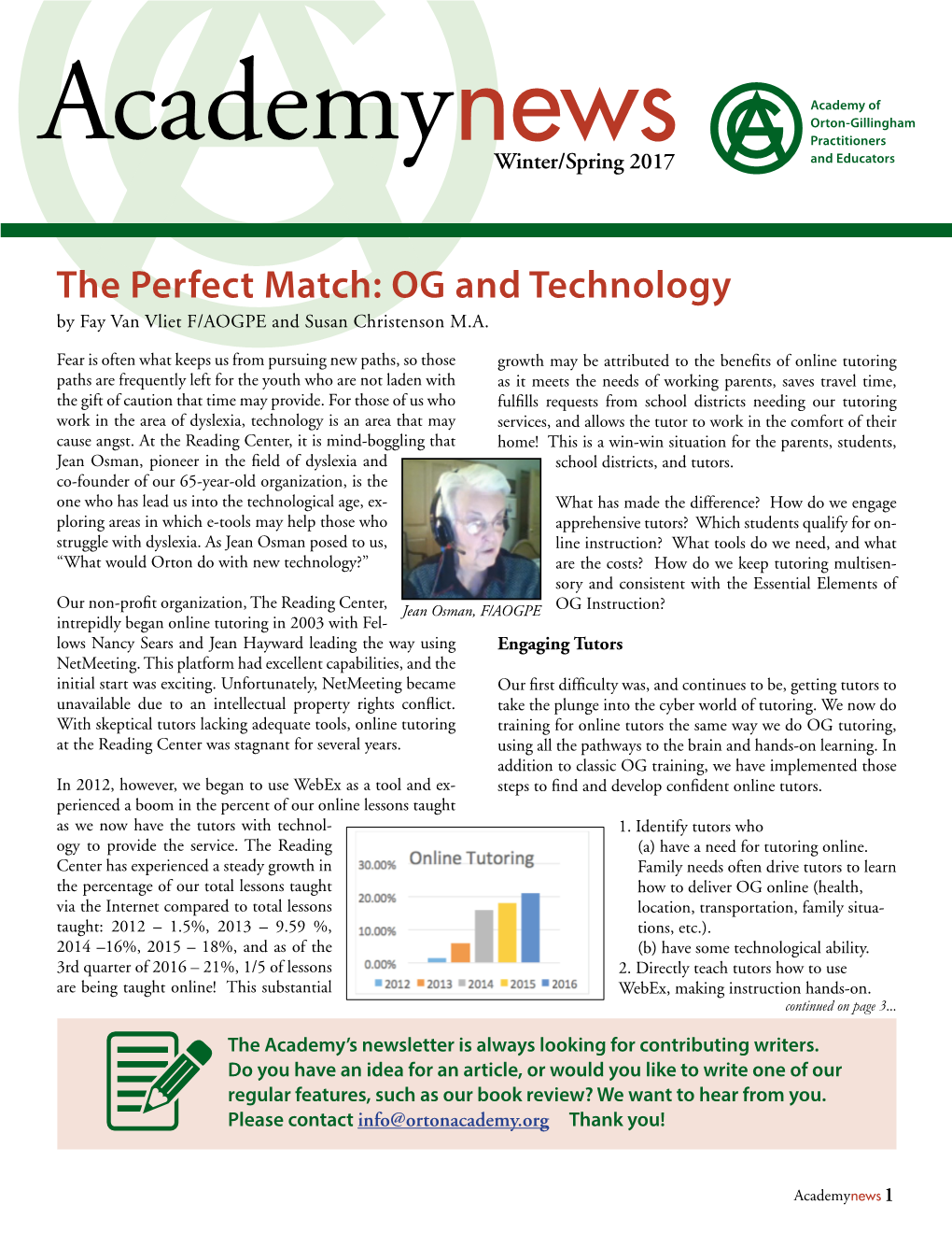 The Perfect Match: OG and Technology by Fay Van Vliet F/AOGPE and Susan Christenson M.A