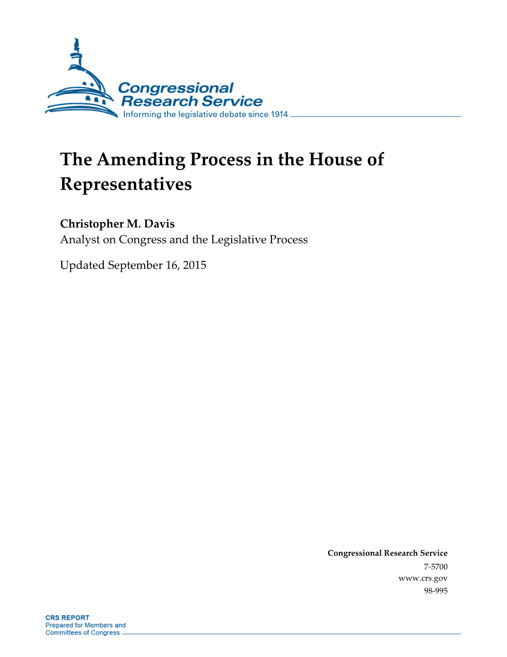 The Amending Process in the House of Representatives