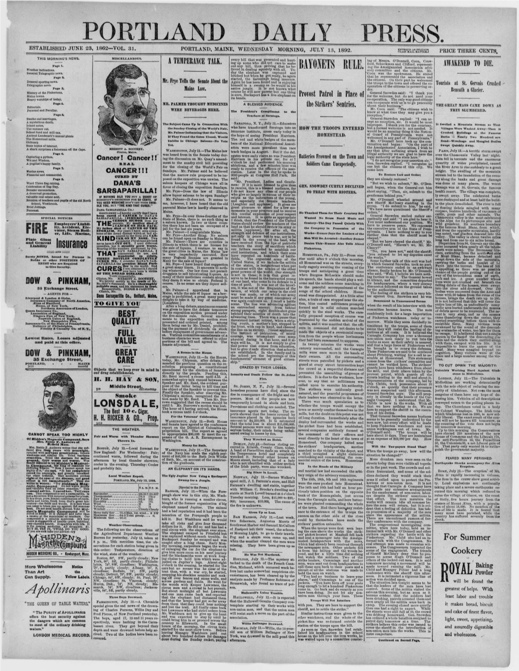 Portland Daily Press: July 13,1892