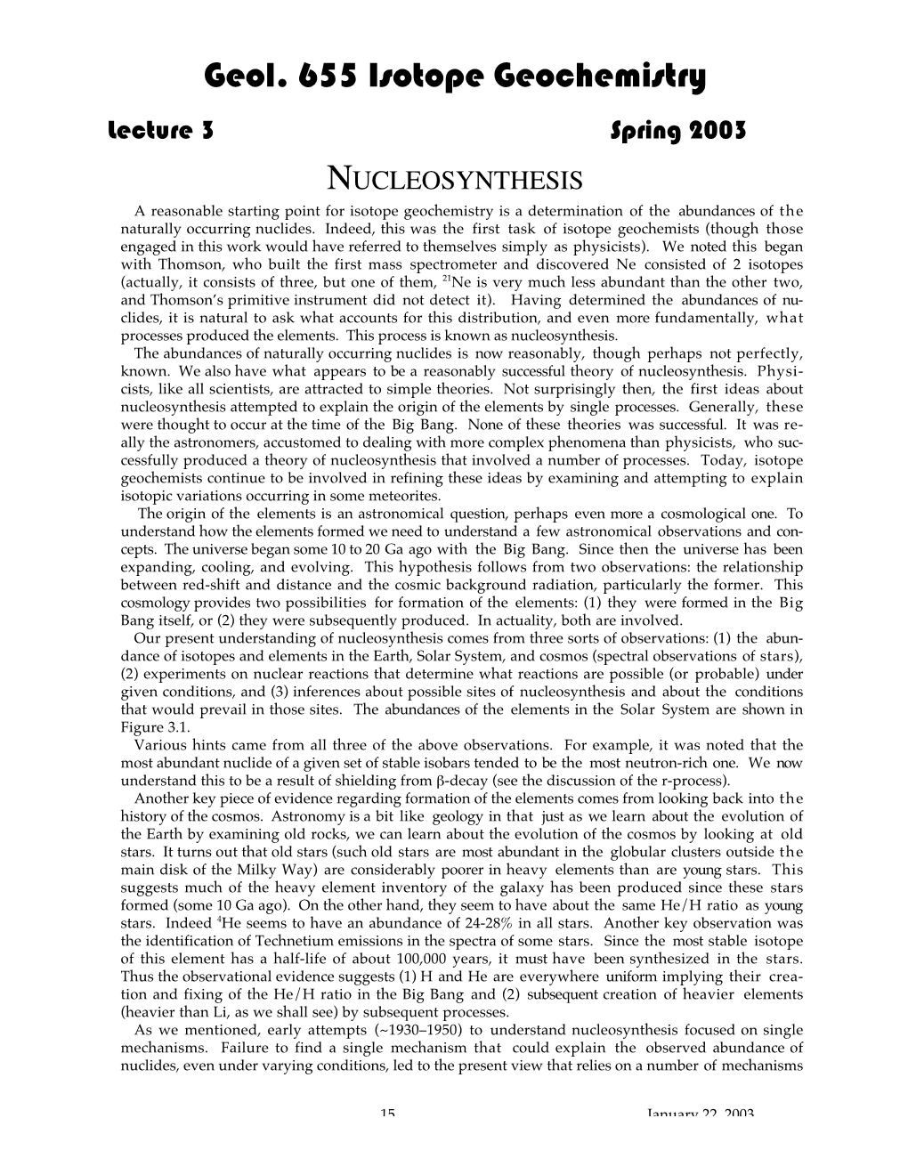 Lecture 3: Nucleosynthesis