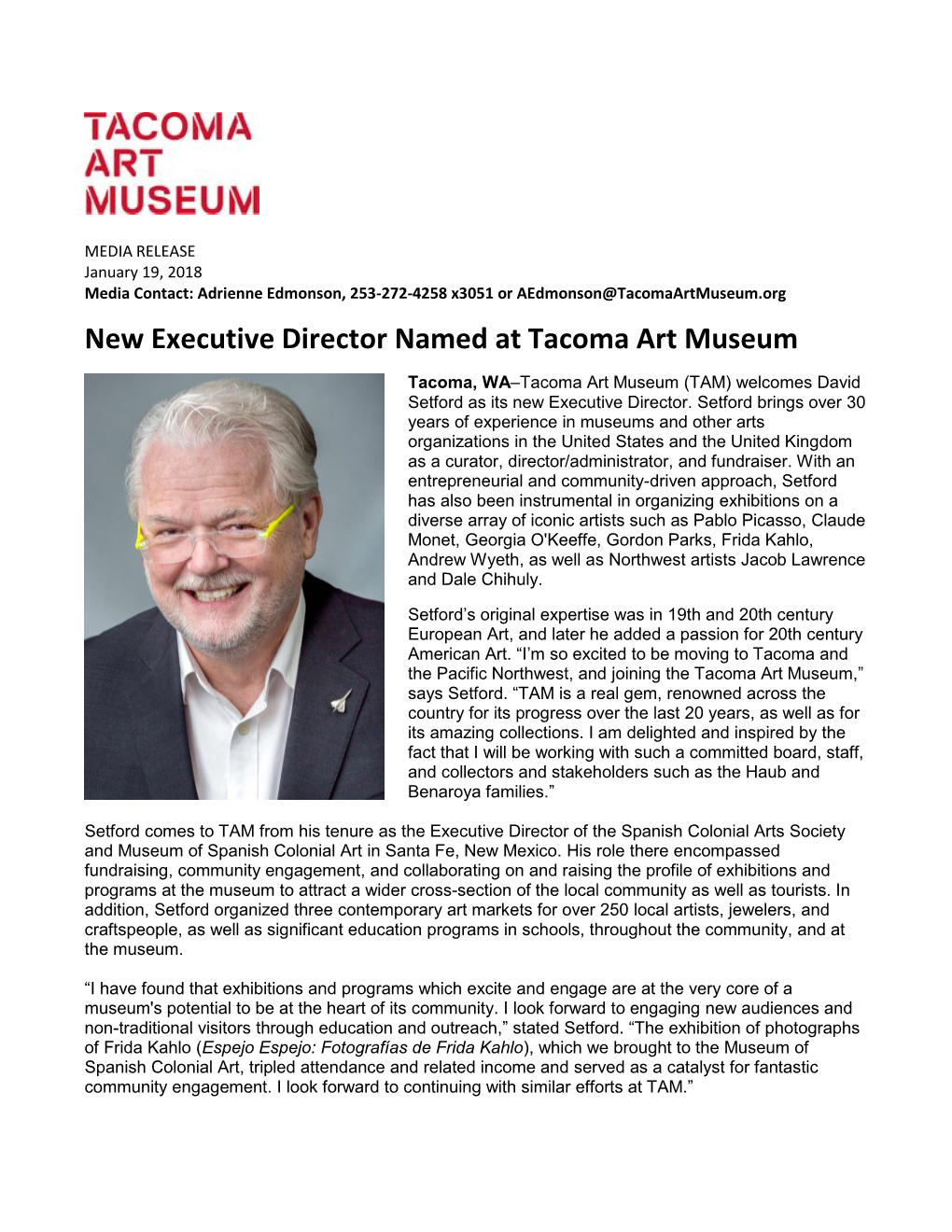 New Executive Director Named at Tacoma Art Museum