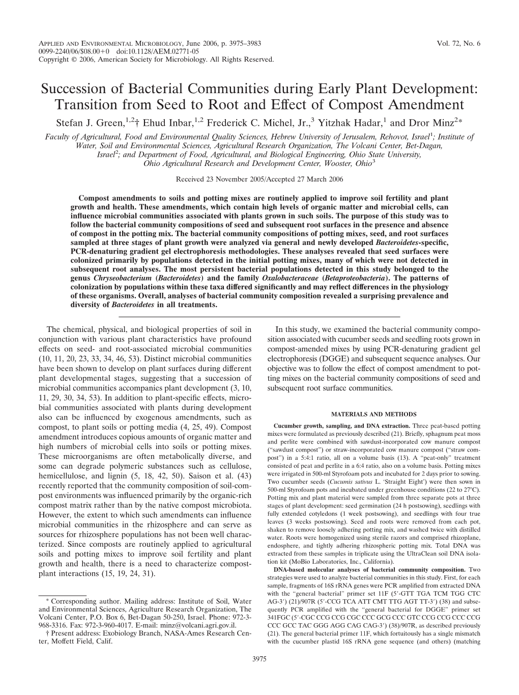 Transition from Seed to Root and Effect of Compost Amendment Stefan J