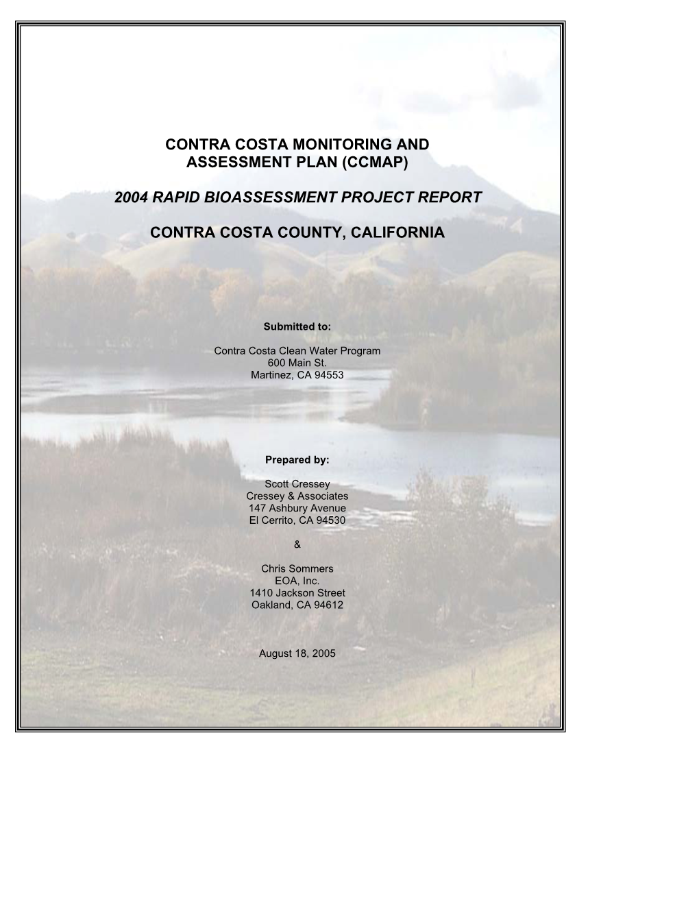 2004 Rapid Bioassessment Project Report Contra