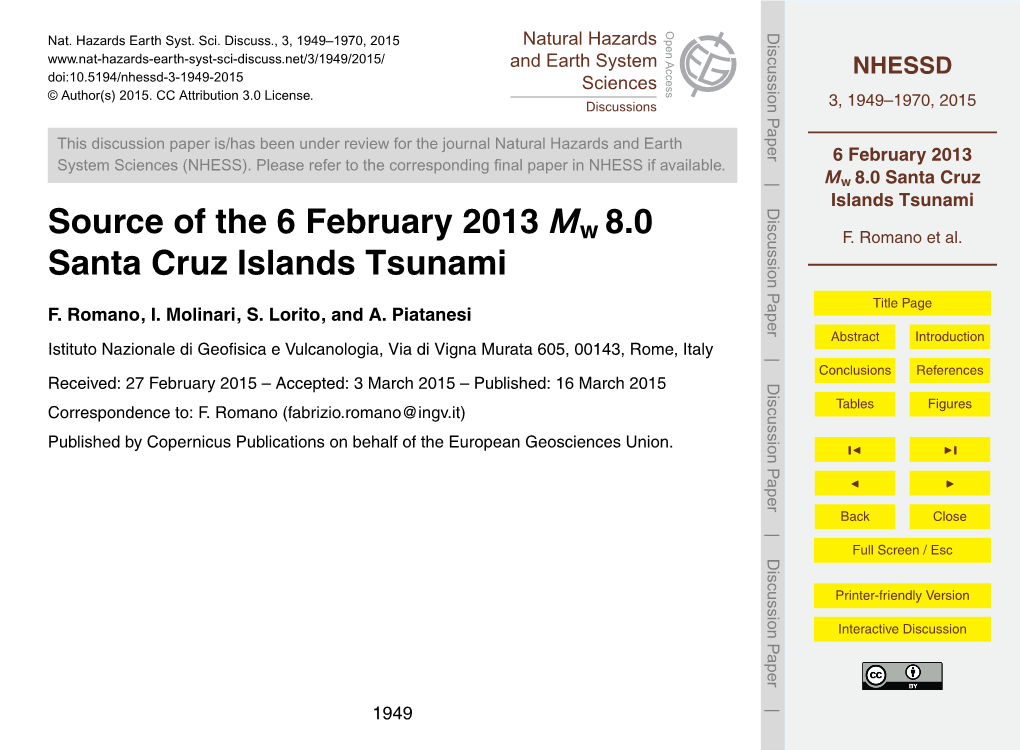 6 February 2013 Mw8.0 Santa Cruz Islands Tsunami