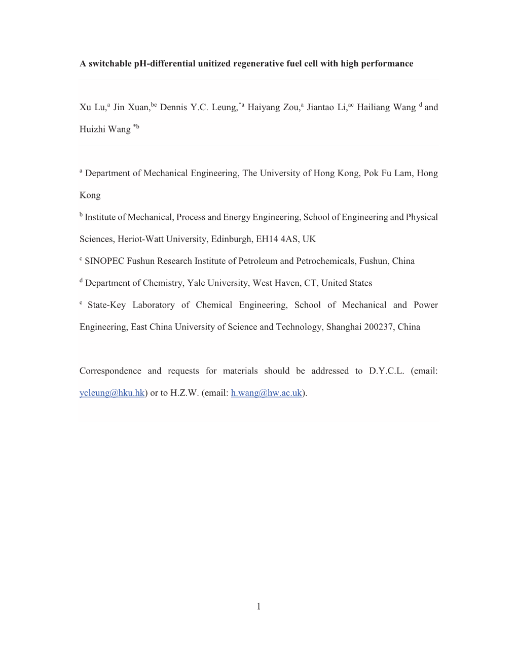 1 a Switchable Ph-Differential Unitized Regenerative Fuel Cell with High