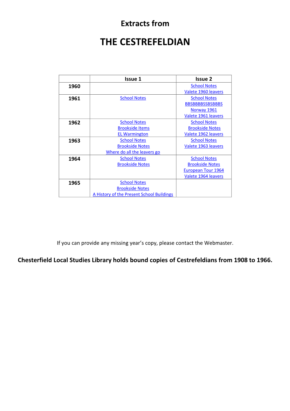 Extracts from the CESTREFELDIAN