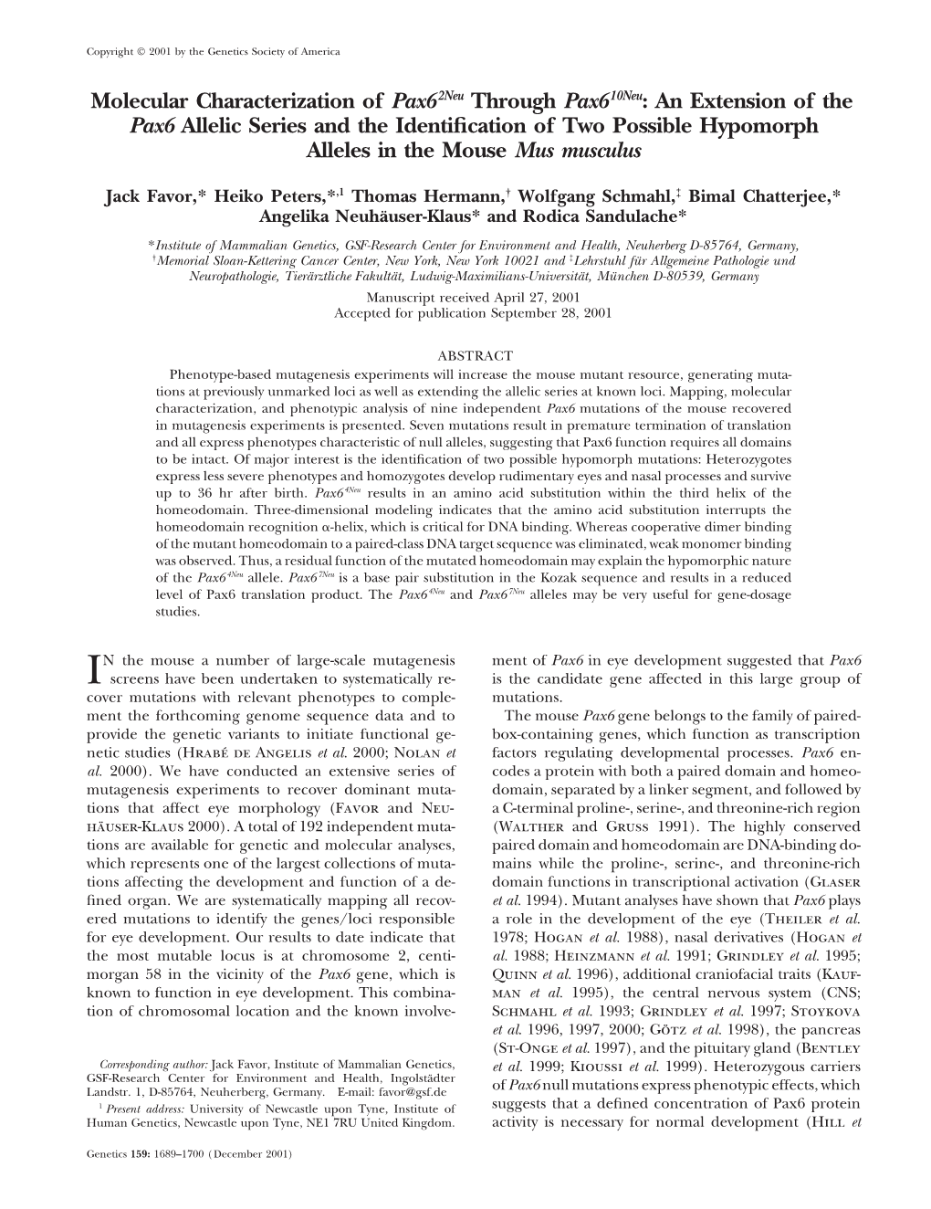 An Extension of the Pax6 Allelic Series and the Identification Of